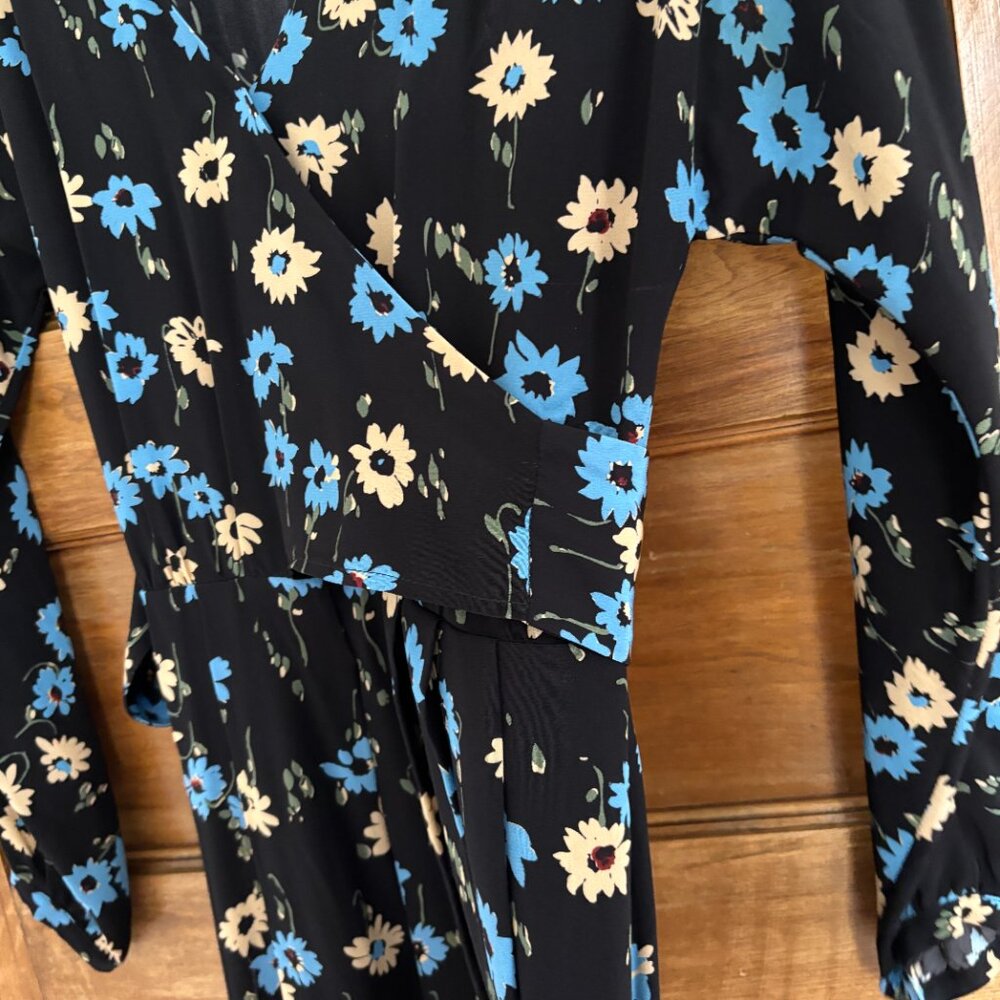 No. 6 Store Romy Jumpsuit in Black and Blue Falling Floral - Picture 6 of 11